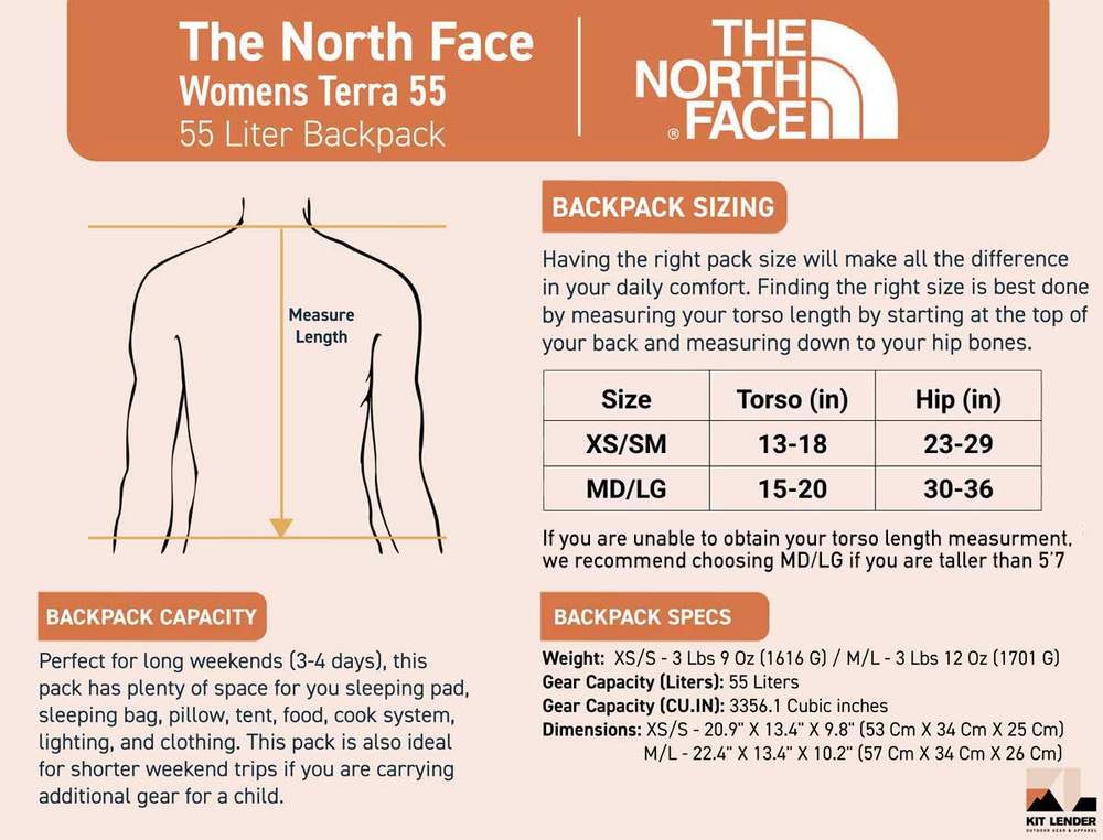 [Backpack] The North Face 55 Liter Terra (Womens)