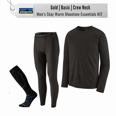[Stay Warm Mountain Essentials Kit] - Mens - Patagonia (Gold | Basic | Crew Neck)