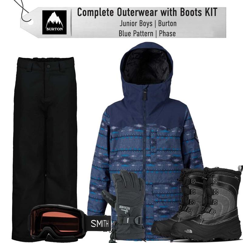 [Complete Outerwear with Boots KIT] - Jr Boys - Burton (Blue Pattern | Phase)