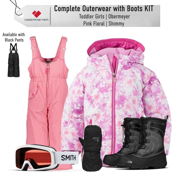 [Complete Outerwear with Boots KIT] - Toddler Girls - Obermeyer (Pink Floral Print | Shimmy)
