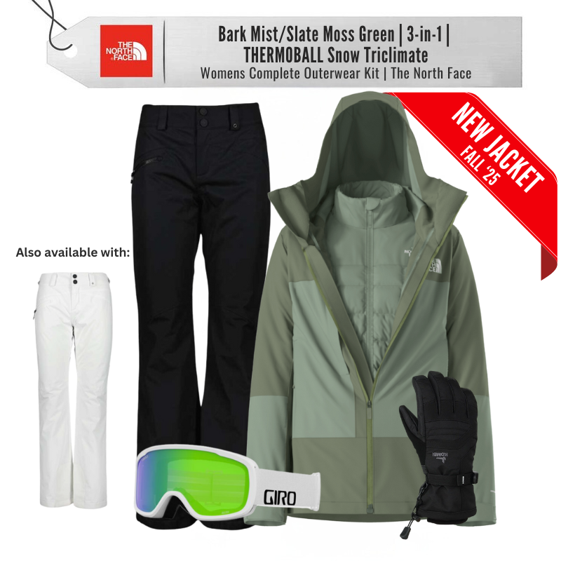 [Complete Outerwear KIT] - Womens - The North Face ( Bark Mist/Slate Moss Green | 3-in-1 | THERMOBALL Snow Triclimate )
