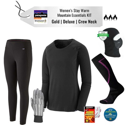 [Stay Warm Mountain Essentials Kit] - Womens - Patagonia (Gold | Deluxe | Crew Neck)