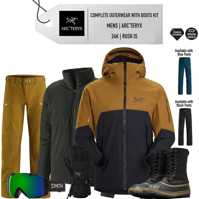 Complete Outerwear with Boots KIT] - Mens - Arc'Teryx (Tan / Black, Gore-Tex, Rush IS)
