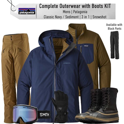 [Complete Outerwear with Boots KIT] - Mens - Patagonia (Navy | 3-in-1 | Snowshot)