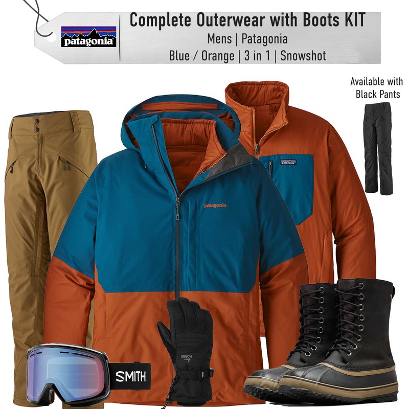 [Complete Outerwear with Boots KIT] - Mens - Patagonia (Blue / Orange | 3-in-1 | Snowshot)