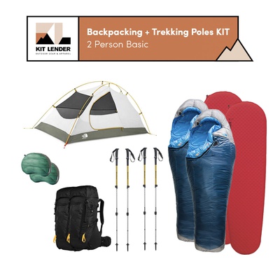 Backpacking +Trekking Poles KIT] - 2 Person (Basic)  Kit Lender - Simple  Ski and Snowboard Clothing Rentals for Your Next Trip