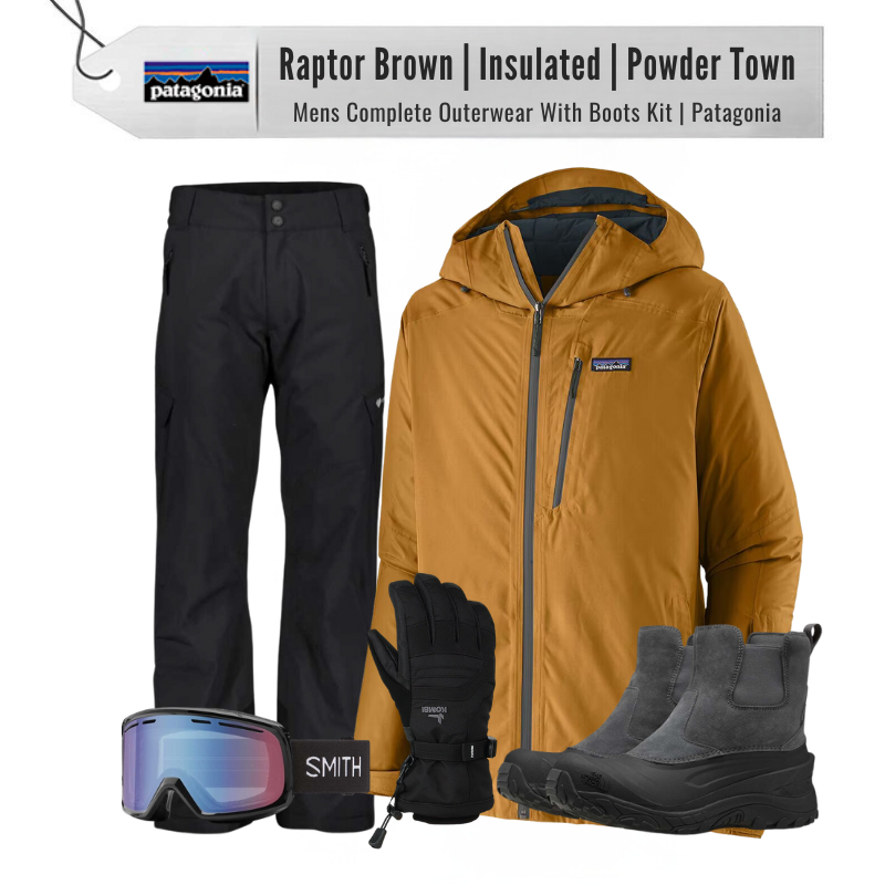[Complete Outerwear with Boots KIT] - Mens - Patagonia (Raptor Brown | Insulated | Powder Town)