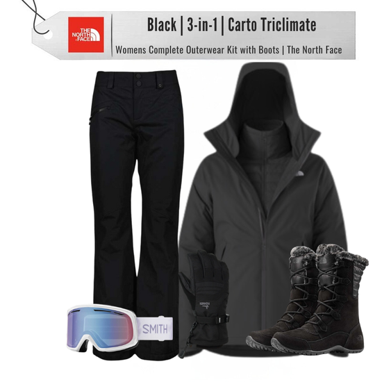 [Complete Outerwear with Boots KIT] - Womens - The North Face (Black | 3-in-1 | Carto Triclimate)