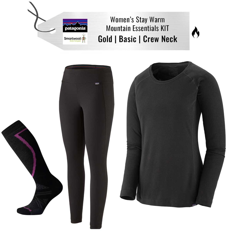 [Stay Warm Mountain Essentials Kit] - Womens - Patagonia (Gold | Basic | Crew Neck)