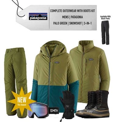**SOLD** [Complete Outerwear with Boots KIT] - Mens - Patagonia (Palo Green | 3-in-1 | Snowshot)