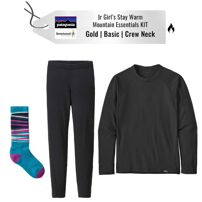 [Stay Warm Mountain Essentials Kit] - Jr Girls - Patagonia (Gold | Basic | Crew Neck)