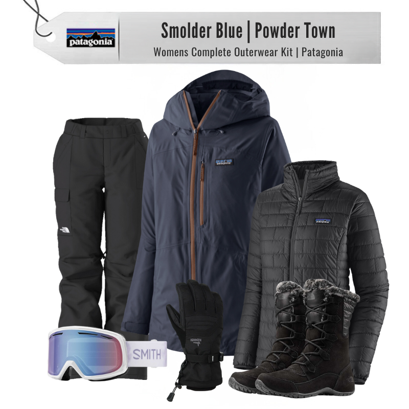 [Complete Outerwear with Boots KIT] - Womens - Patagonia (Smolder Blue | Powder Town)