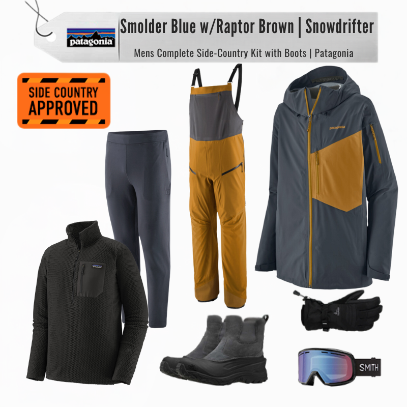 [Complete Side-Country with Boots KIT] - Mens - Patagonia (Smolder Blue w/Raptor Brown | Snowdrifter)