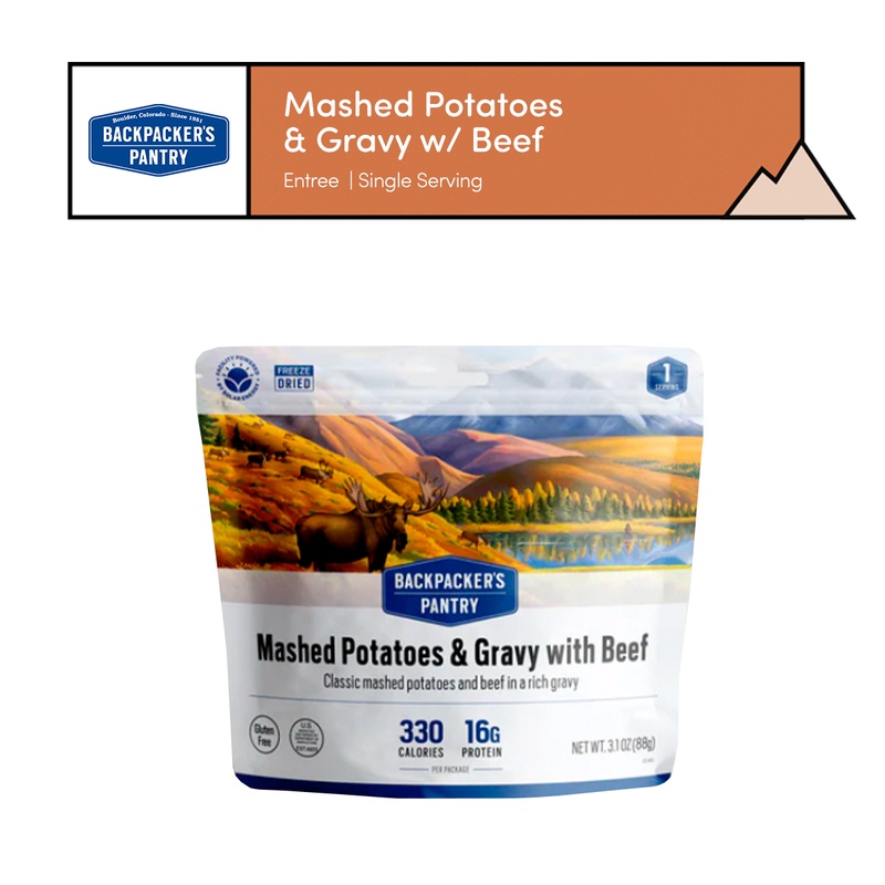 [Entree] - Backpackers Pantrys (Mashed Potatoes & Gravy w/ Beef | Single Serving )