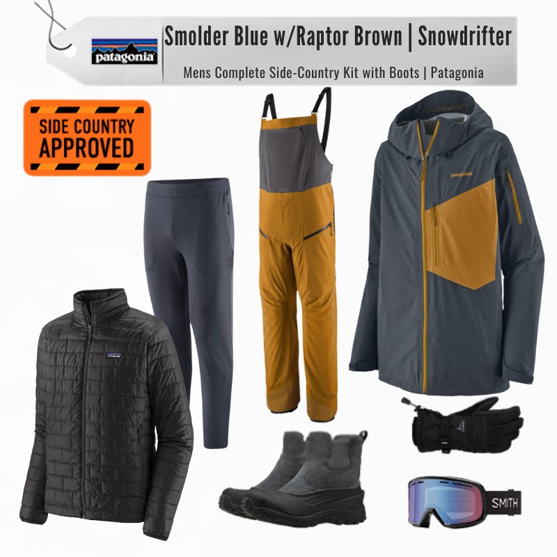 [Complete Side-Country with Boots KIT] - Mens - Patagonia (Smolder Blue w/Raptor Brown | Snowdrifter)