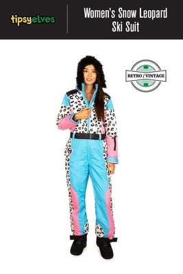** REMOVED S24 ** [Complete Outerwear with Boots KIT] - Women's - Tipsy Elves (Black / White / Blue | Snow Leopard)