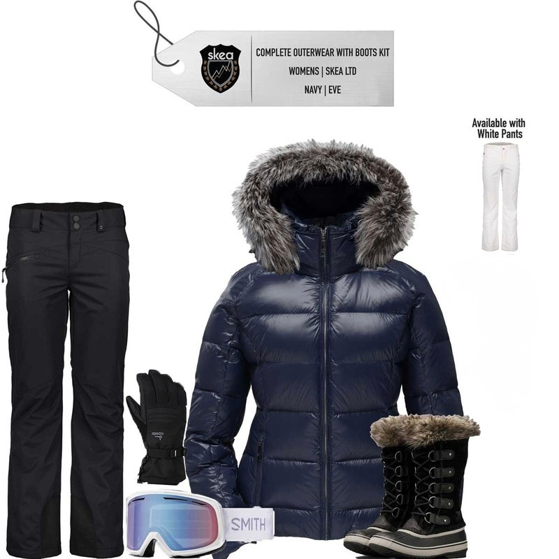 [Complete Outerwear with Boots KIT] - Womens - Skea (Navy | Fur Hood | Eve Parka)