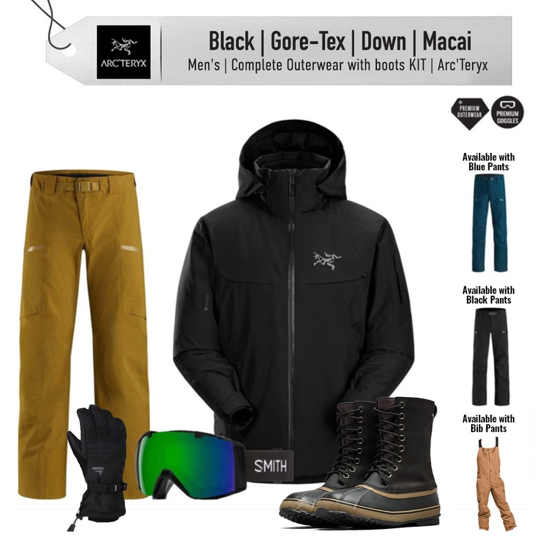 ** REMOVED S24 ** [Complete Outerwear with Boots KIT] - Mens - Arc'Teryx (Black | Gore-Tex | Down | Macai)