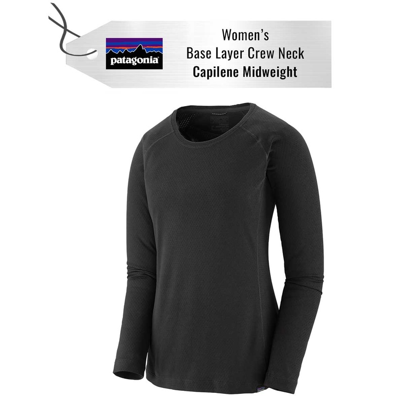 [Base Layer Crew Top] - Womens - Patagonia (Black | Capilene Midweight Crew)