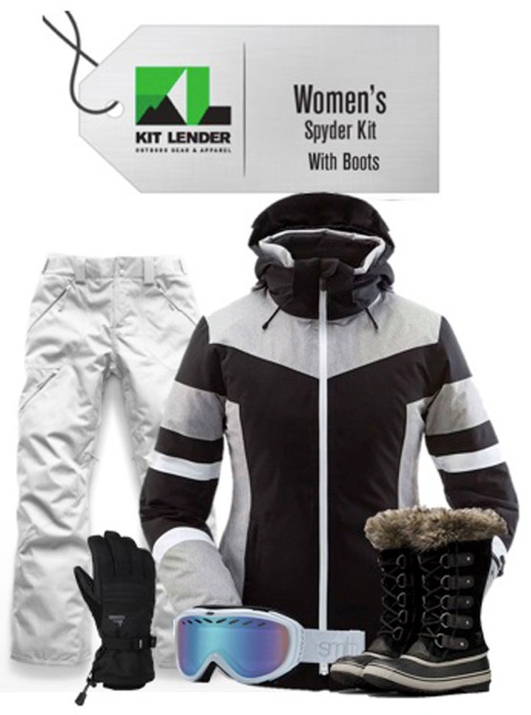 [Complete Outerwear with Boots KIT] - Womens - Spyder (Black / White | Gore-Tex | Captivate)
