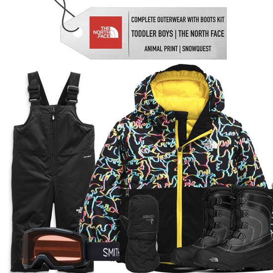 [Complete Outerwear with Boots KIT] - Toddler Boys - The North Face (Black Animal Print | Snowquest)