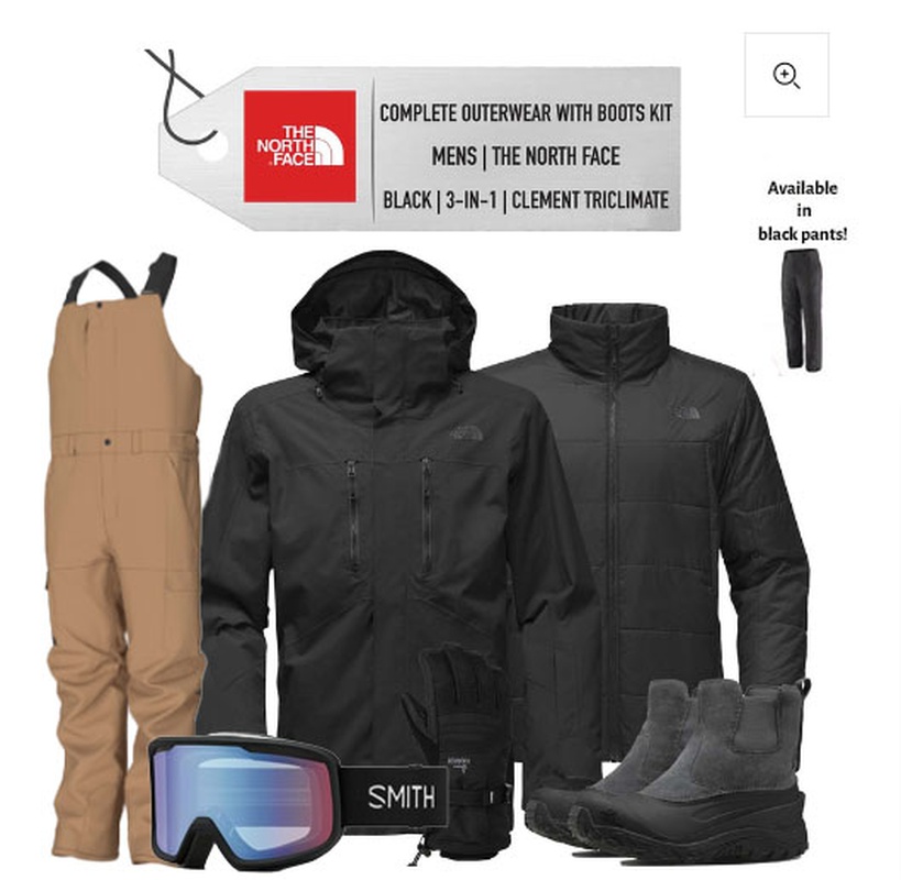 [Complete Outerwear with Boots KIT] - Mens - The North Face (Black | 3-in-1 |Clement Triclimate)