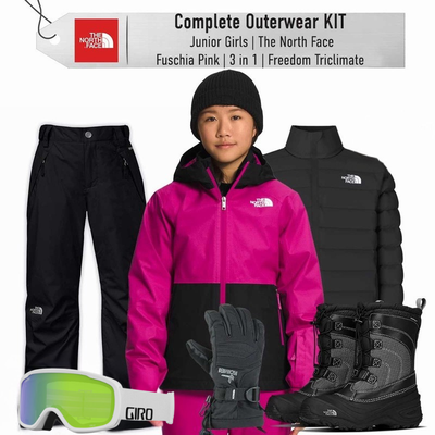 [Complete Outerwear with Boots KIT] - Jr Girls - The North Face (Fuschia Pink | 3-in-1 | Freedom Triclimate)