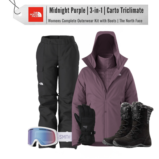 [Complete Outerwear with Boots KIT] - Womens - The North Face (Midnight Purple | 3-in-1 | Carto Triclimate)