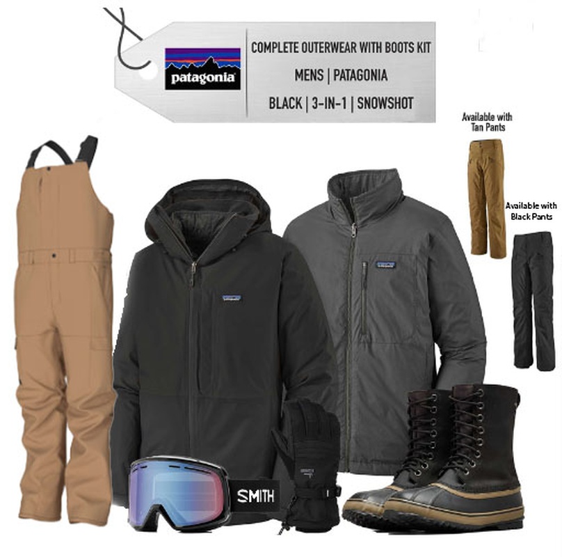 [Complete Outerwear with Boots KIT] - Mens - Patagonia (Black | 3-in-1 | Snowshot)