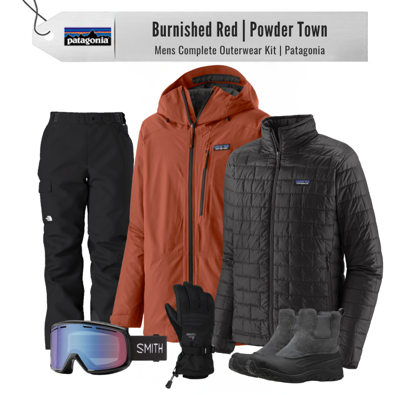 [Complete Outerwear with Boots KIT] - Mens - Patagonia (Burnished Red | Powder Town)