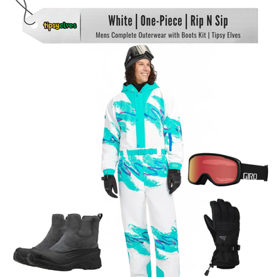[Complete Outerwear with Boots KIT] - Mens - Tipsy Elves (White | Rip N Sip)