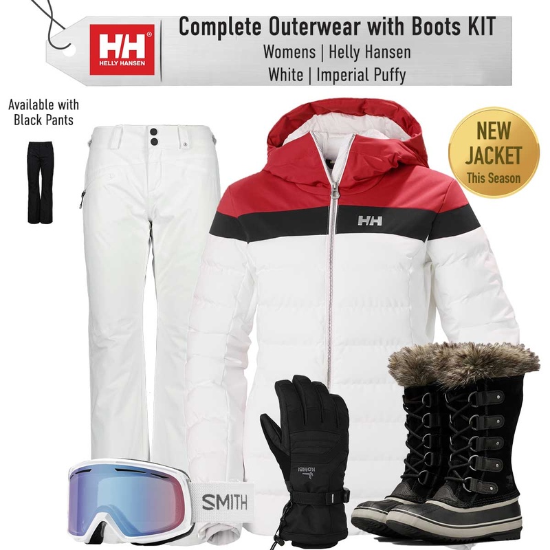 [Complete Outerwear with Boots KIT] - Womens - Helly Hansen (White/Red/Black | Imperial Puffy)