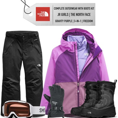 [Complete Outerwear with Boots KIT] - Jr Girls - The North Face (Gravity Purple | 3-in-1 | Freedom Triclimate)