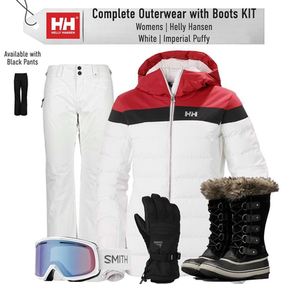 [Complete Outerwear with Boots KIT] - Womens - Helly Hansen (White/Red/Black | Imperial Puffy)