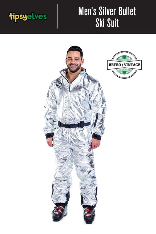 ** REMOVED S24 ** [One-Piece Ski Suit] - Mens - Tipsy Elves (Silver | Silver Bullet)