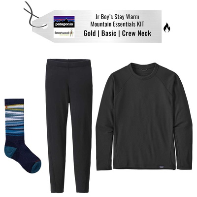 [Stay Warm Mountain Essentials Kit] - Jr Boys - Patagonia (Gold | Basic | Crew Neck)