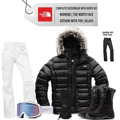 [Complete Outerwear with Boots KIT] - Womens - The North Face (Black with Fur | Gotham II)