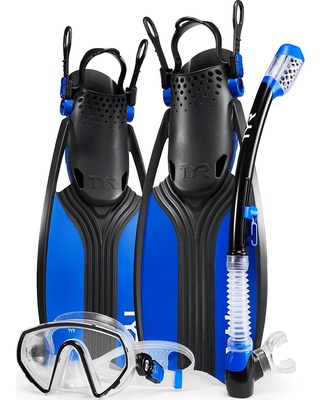 [Snorkel Set] - Unisex - TYR (Mask | Snorkel | Fins | Blue)
