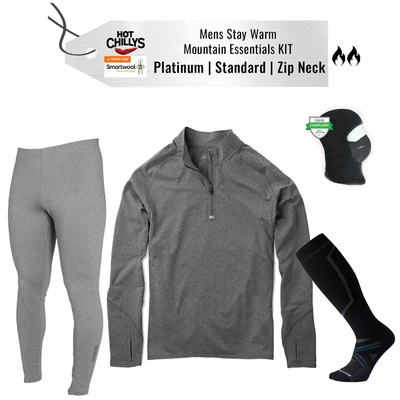 ** REMOVED S24 ** [Stay Warm Mountain Essentials Kit] - Mens - Hot Chillys (Platinum | Standard | Zip Neck)