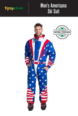 ** SOLD ** [Complete Outerwear with Boots KIT] - Men's - Tipsy Elves (Red / White / Blue | Americana)