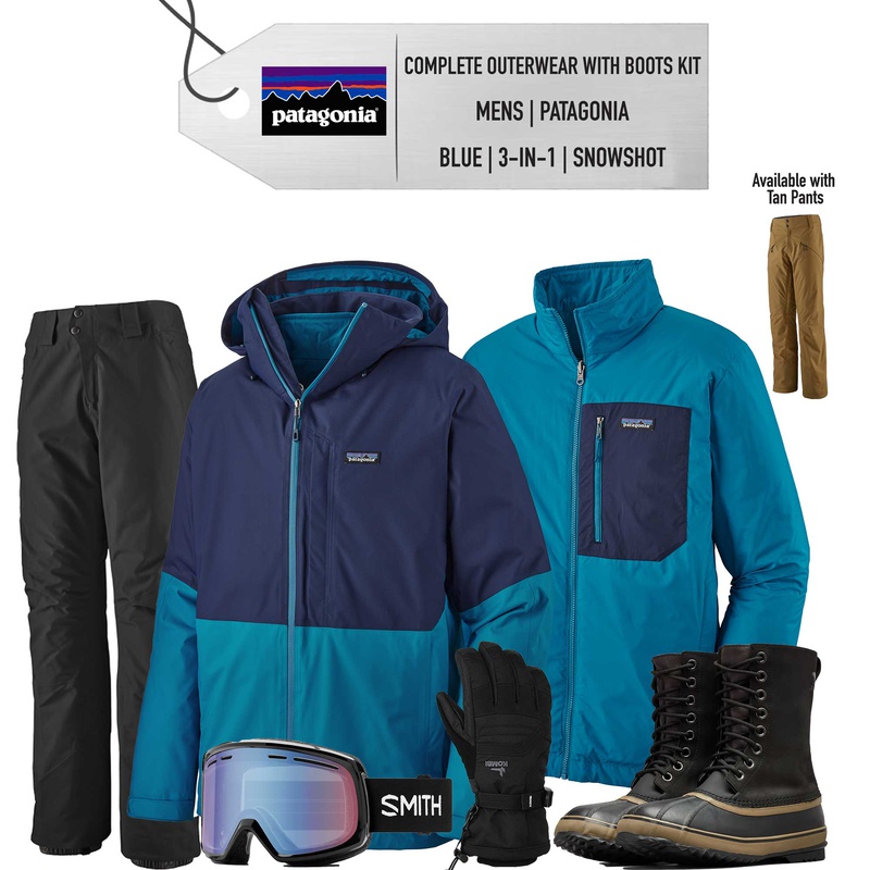 [Complete Outerwear with Boots KIT] - Mens - Patagonia (Classic Navy / Balkan Blue | 3-in-1 | Snowshot)