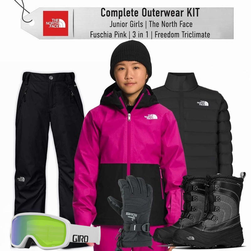 [Complete Outerwear with Boots KIT] - Jr Girls - The North Face (Fuschia Pink | 3-in-1 | Freedom Triclimate)