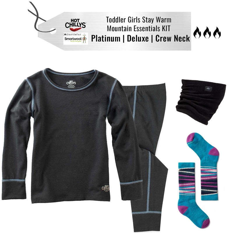 [Stay Warm Mountain Essentials Kit] - Toddler Girls - Hot Chillys (Platinum | Deluxe | Crew)