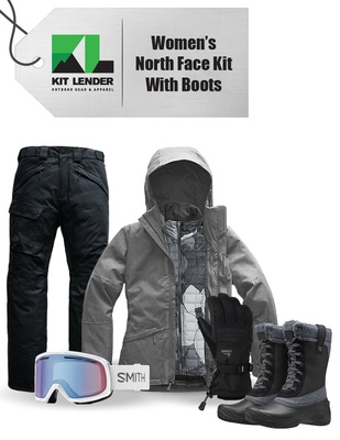 [Complete Outerwear with Boots KIT] - Womens - The North Face (Grey with Pattern Inner | Performance 3-In-1 | Thermoball Triclimate)