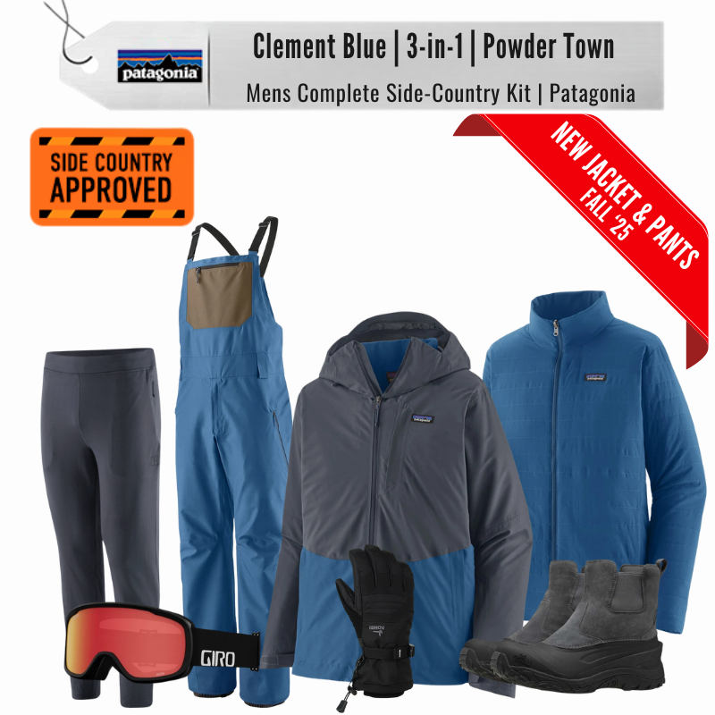 [Complete Side-Country with Boots KIT] - Mens - Patagonia ( Clement Blue | 3-in-1 | Powder Town )