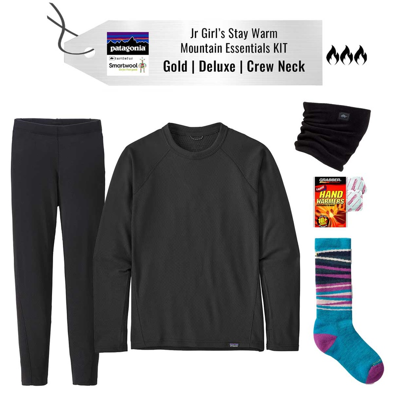 [Stay Warm Mountain Essentials Kit] - Jr Girls - Patagonia (Gold | Deluxe | Crew Neck)