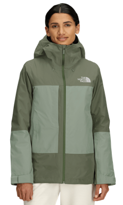 [Jacket] - Womens - The North Face (Bark Mist/Slate Moss Green| 3-in-1 | THERMOBALL Snow Triclimate )