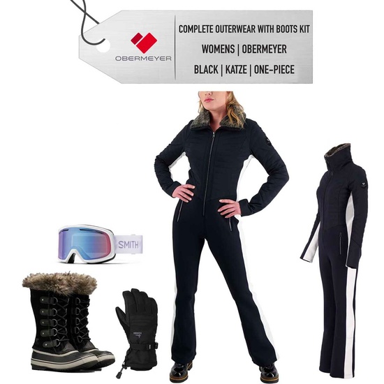 [Complete Outerwear with Boots KIT] - Womens - Obermeyer (Black | One-Piece | Katze Suit)