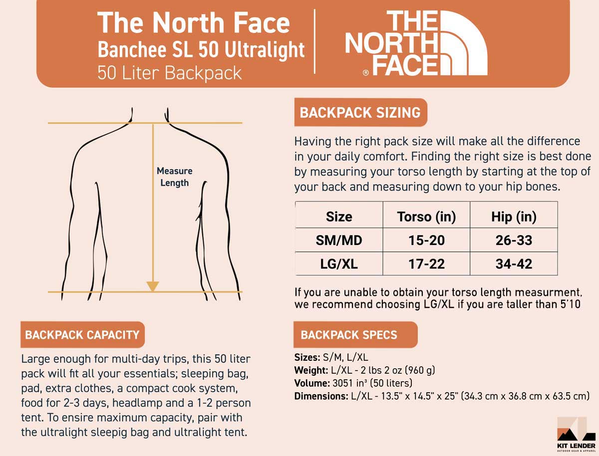 North face size chart store