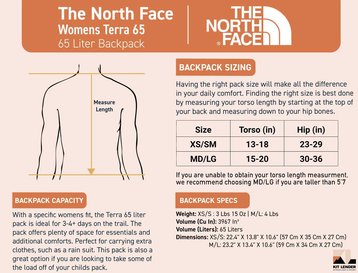 North face terra 65 dimensions cheap